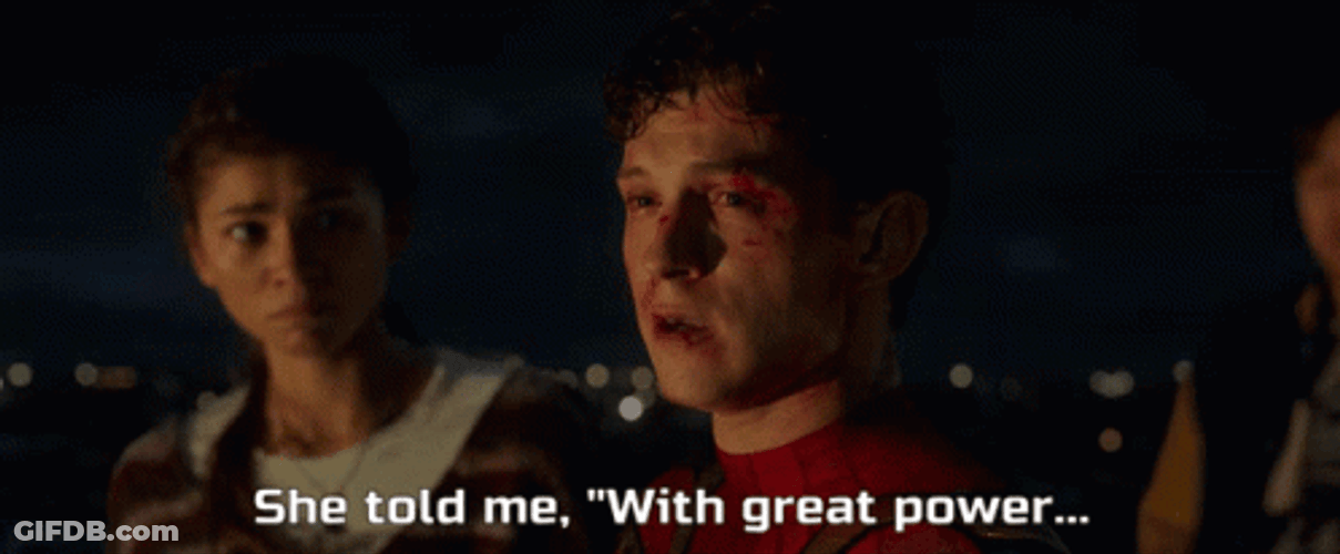 With Great Power Comes Great Responsibility Emotional Meet GIF