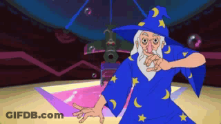 Wizard In Blue Robe With Stars GIF