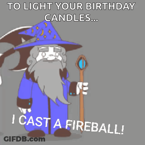 Wizard Lighting Birthday Candles GIF