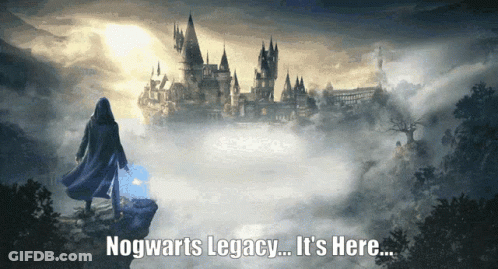 Wizard Overlooking Castle Cliff Nogwarts Legacy It's Here GIF