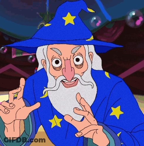 Wizard With Beard And Blue Hat GIF