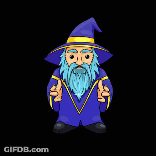 Wizard With Blue Beard And Yellow Hat GIF