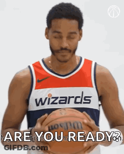 Wizards Player Holding Basketball Saying Are You Ready GIF
