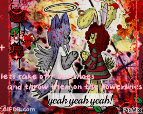 Wolf And Girl Saying Yeah Yeah Yeah GIF