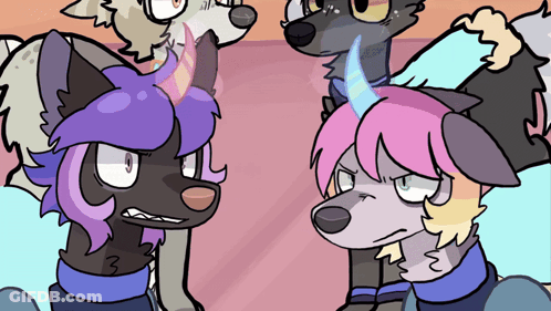 Wolf And Unicorn Cartoon Drawing GIF
