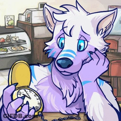 Wolf Holding Pocket Watch With Roman Numerals GIF