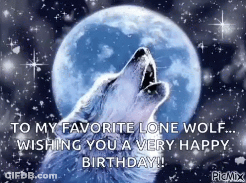 Wolf Howling At Moon Happy Birthday GIF