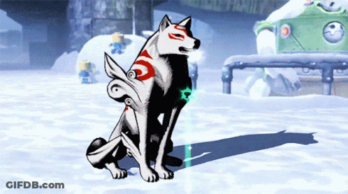 Wolf In Snow With Green Box GIF