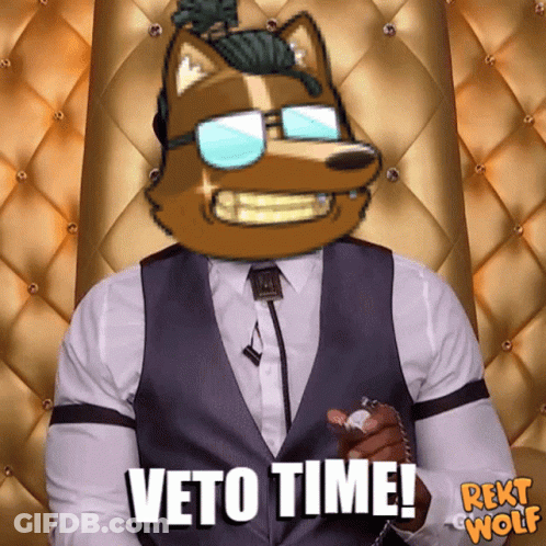 Wolf In Sunglasses And Vest Saying Veto Time GIF