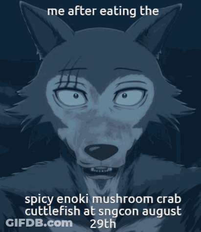 Wolf Me After Eating Spicy Enoki Mushroom Crab Cuttlefish GIF