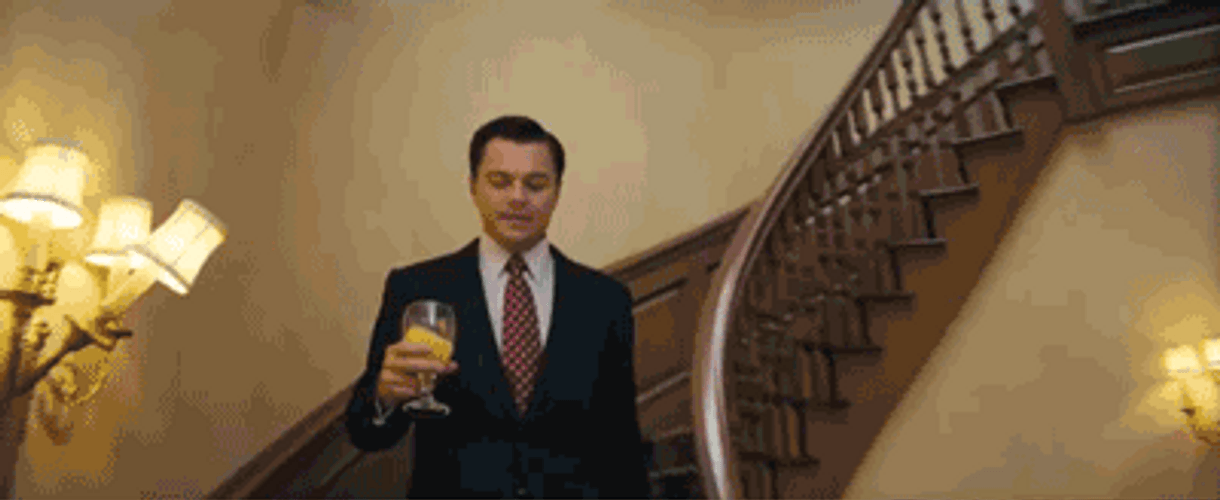 Wolf Of Wall Street Leonardo Throwing Glass GIF