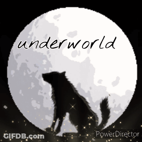 Wolf Silhouette Sitting In Front Of Full Moon Underworld GIF