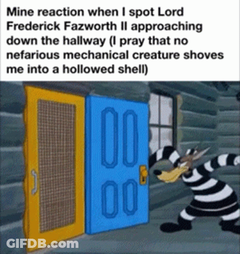 Wolf Standing In Front Of Blue Door Saying 00 GIF