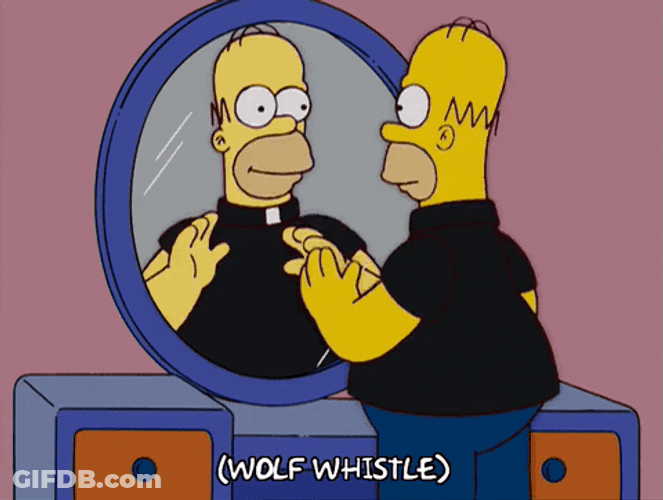 Wolf Whistle Homer Simpson Mirror GIF