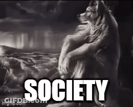 Wolf With Society Text GIF