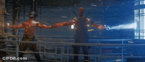 Wolverine And Deadpool Holding Hands GIF