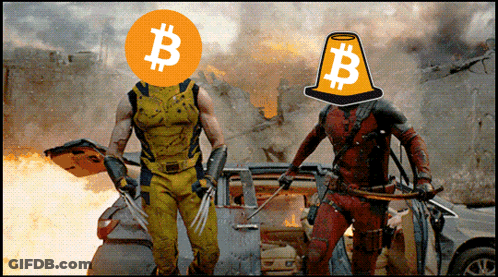 Wolverine And Deadpool With Cone Letter B GIF