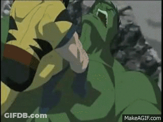 Wolverine Fighting Hulk GIF