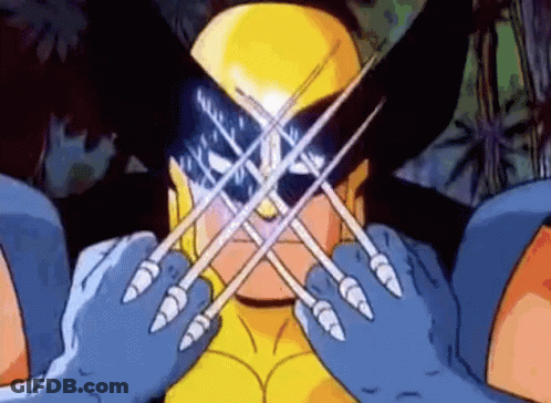 Wolverine Is Covering His Eyes With His Claws . GIF