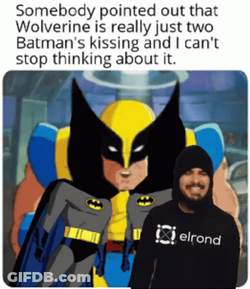 Wolverine Is Two Batmans Kissing Funny Meme GIF