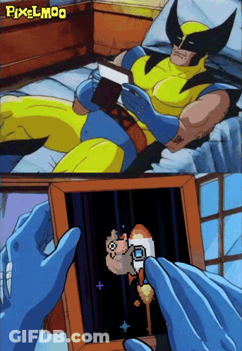 Wolverine Reading Book Next To Rocket GIF