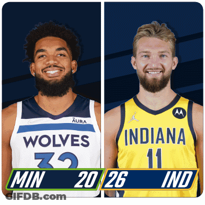 Wolves And Indiana Basketball Players Standing GIF
