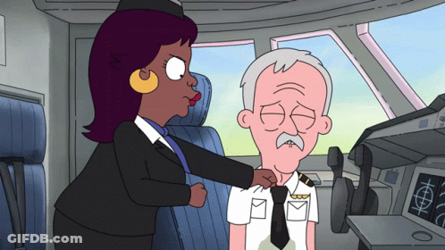 Woman Adjusting Man's Tie In Airplane GIF