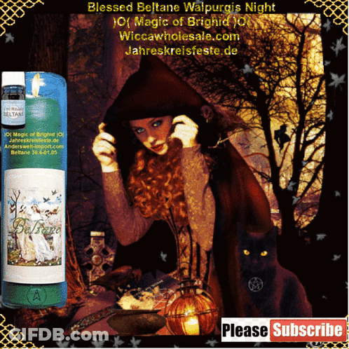 Woman And Black Cat For Beltane Waispurgis Night GIF
