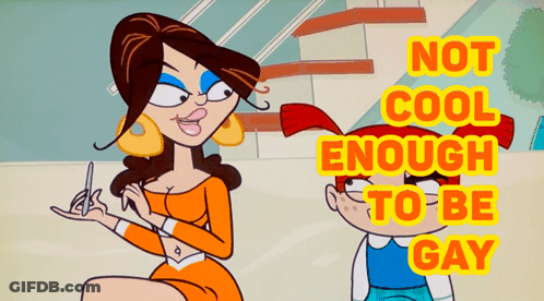 Woman And Boy Saying Not Cool Enough To Be Gay GIF