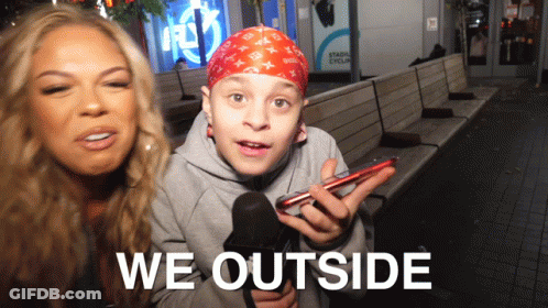 Woman And Boy Sitting On Bench GIF