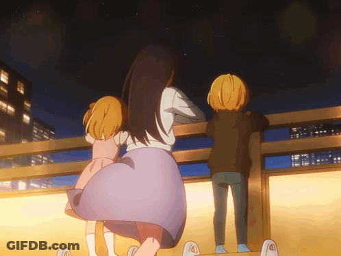 Woman And Children Looking At Sky GIF