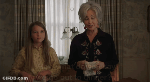 Woman And Girl Talking About Dinner GIF