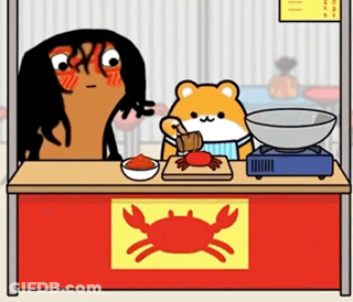 Woman And Hamster At Food Stand GIF