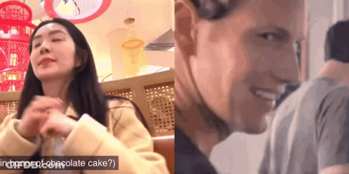 Woman And Man In Honor Of Chocolate Cake GIF