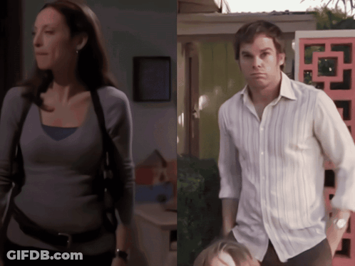 Woman And Man Standing In Front Of House GIF