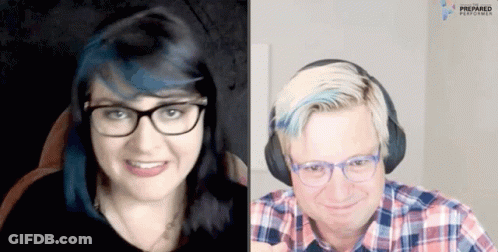 Woman And Man Wearing Headphones GIF