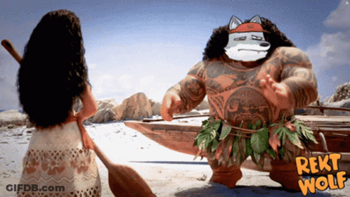 Woman And Man With Mask Saying Reiki Wolf GIF