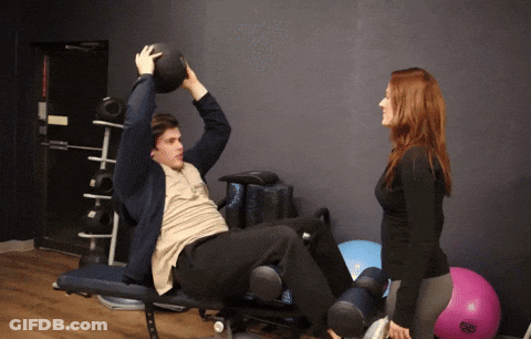 Woman And Man With Medicine Ball GIF