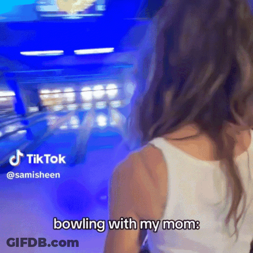 Woman And Mom Bowling With TikTok Account GIF