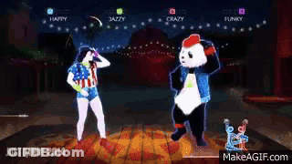 Woman And Panda Dancing In Video Game GIF