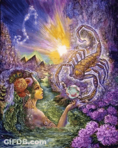Woman And Scorpion With Constellation Scorpion GIF