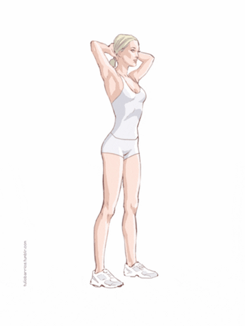 Woman Animated Jumping Squats GIF