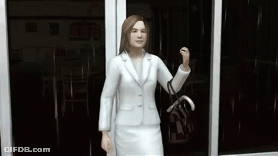 Woman Animation Taking Broken Umbrella GIF