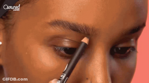 Woman Applying Pencil To Eyebrows With Crowned Ladies Text GIF