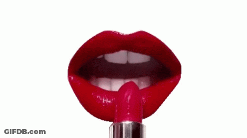 Woman Applying Red Lipstick With Tongue GIF