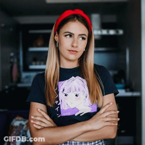 Woman Arms Crossed Black Shirt Girl GIF