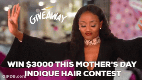 Woman Arms Outstretched Win $3000 Indicque Hair Contest GIF