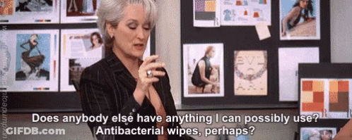 Woman Asking For Antibacterial Wipes GIF