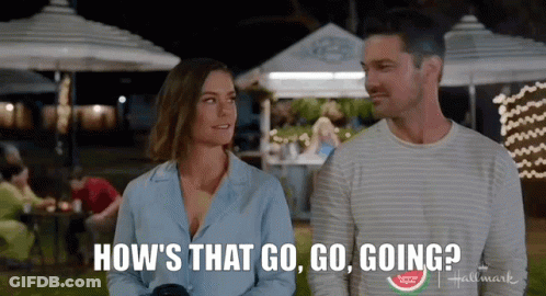 Woman Asking Man How's That Go Go Going GIF