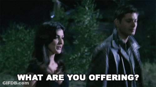 Woman Asking Man What Are You Offering GIF
